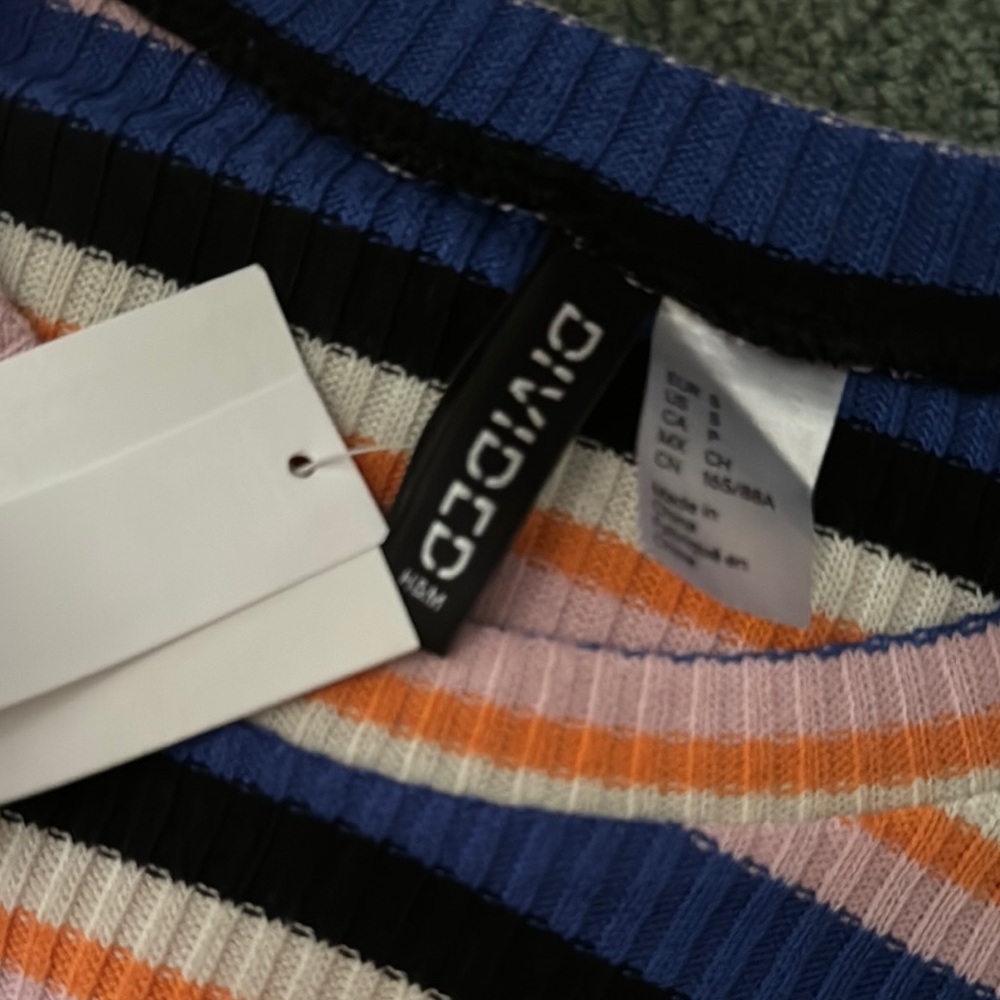 H&M Divided Striped Ribbed Long Sleeve Mini Dress - Picture 2 of 2